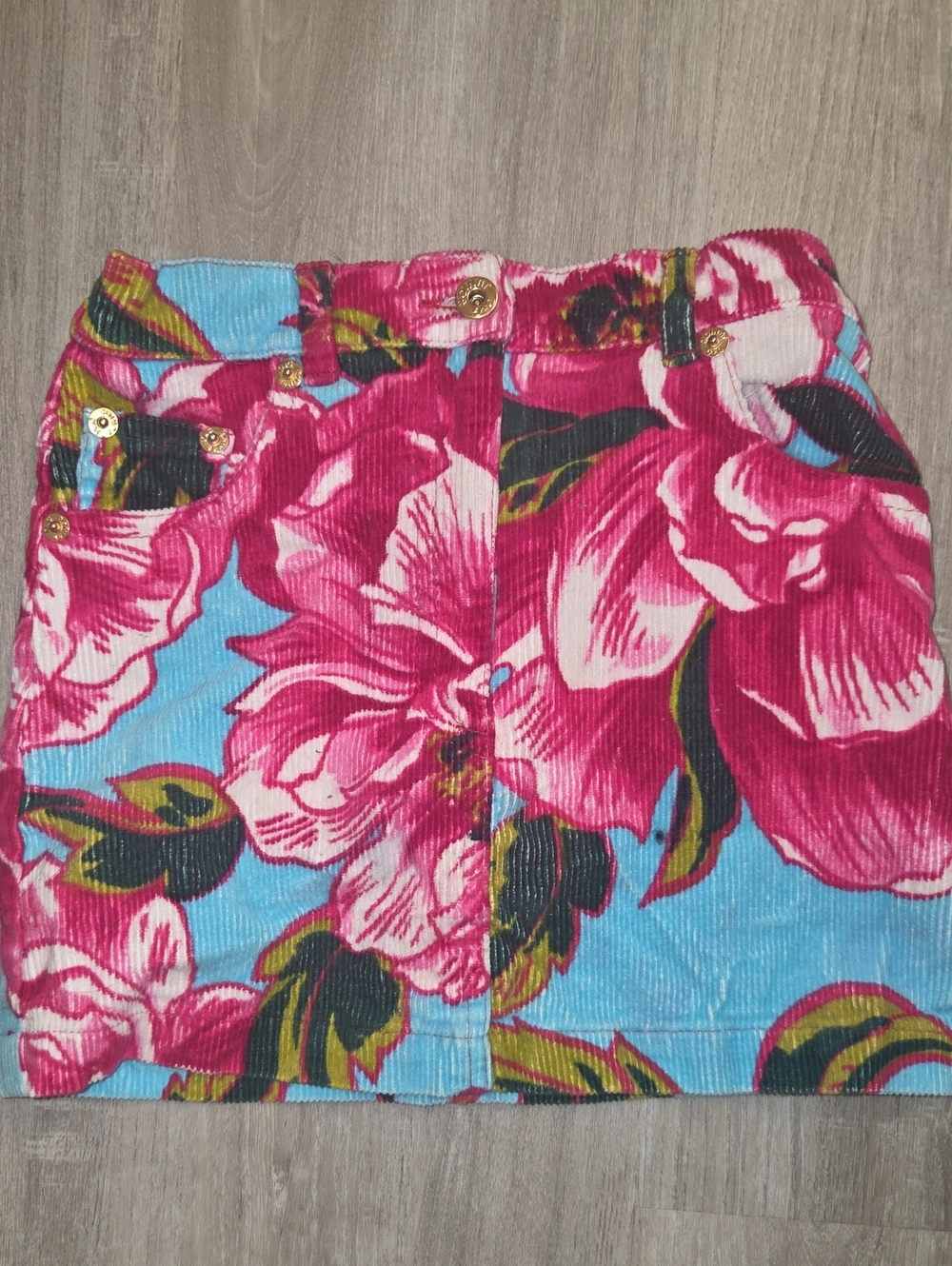 D&G Junior Pink and White Corduroy Floral Skirt